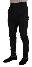 Black Striped Men Trousers Cotton Pants Dolce & Gabbana