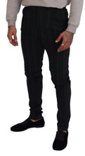 Black Striped Men Trousers Cotton Pants Dolce & Gabbana
