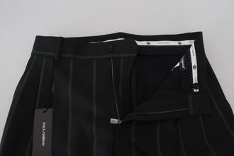 Black Striped Men Trousers Cotton Pants Dolce & Gabbana