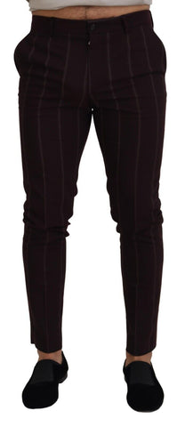 Brown Striped Men Trousers Cotton Pants Dolce & Gabbana