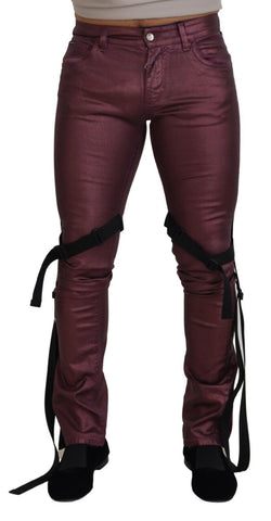 Magenta Cotton Men Casual Harness Denim Jeans Dolce & Gabbana