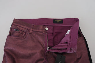 Magenta Cotton Men Casual Harness Denim Jeans Dolce & Gabbana