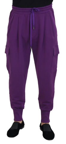 Purple Cotton Cargo Sweatpants Jogging Pants Dolce & Gabbana