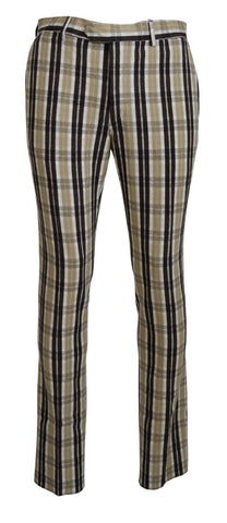 Multicolor Checkered Cotton Straight Fit Men Pants BENCIVENGA