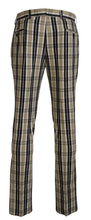 Multicolor Checkered Cotton Straight Fit Men Pants BENCIVENGA