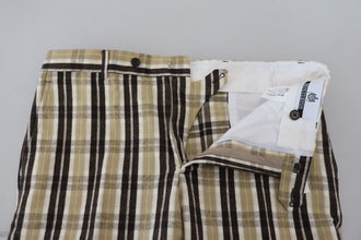 Multicolor Checkered Cotton Straight Fit Men Pants BENCIVENGA