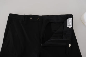 Black Straight Fit Men Formal Trousers Pants BENCIVENGA