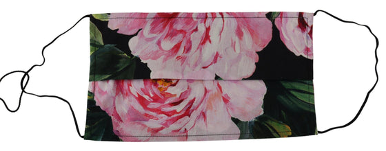 Black Floral Pleated Elastic Ear Strap Face Mask Dolce & Gabbana
