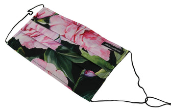 Black Floral Pleated Elastic Ear Strap Face Mask Dolce & Gabbana