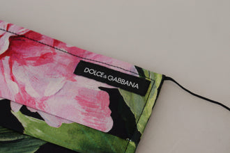Black Floral Pleated Elastic Ear Strap Face Mask Dolce & Gabbana