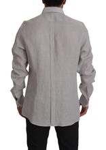 Gray Linen Long Sleeves Formal GOLD Shirt Dolce & Gabbana