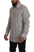 Gray Linen Long Sleeves Formal GOLD Shirt Dolce & Gabbana