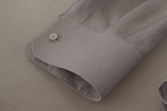 Gray Linen Long Sleeves Formal GOLD Shirt Dolce & Gabbana
