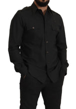 Dark Green Cotton Slim Fit Casual Men Shirt Dolce & Gabbana