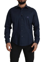 Navy Blue Cotton Dress Formal Shirt Roberto Cavalli