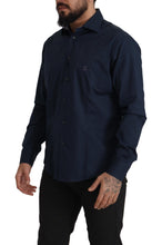 Navy Blue Cotton Dress Formal Shirt Roberto Cavalli