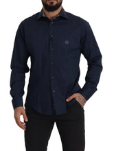 Navy Blue Cotton Dress Formal Shirt Roberto Cavalli