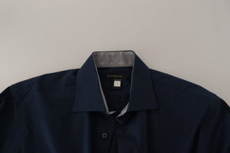 Navy Blue Cotton Dress Formal Shirt Roberto Cavalli