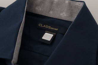 Navy Blue Cotton Dress Formal Shirt Roberto Cavalli
