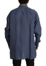 Dark Blue Linen Slim Fit Dress Formal Men Shirt Dolce & Gabbana