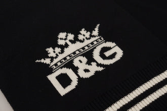 Black White Cotton DG Printed Cashmere Shawl Scarf Dolce & Gabbana
