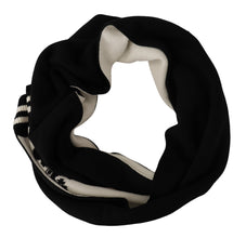 Black White Cotton DG Printed Cashmere Shawl Scarf Dolce & Gabbana