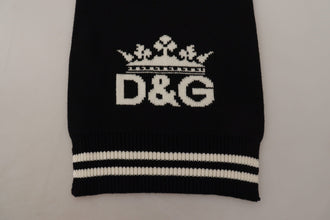 Black White Cotton DG Printed Cashmere Shawl Scarf Dolce & Gabbana