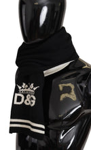 Black White Cotton DG Printed Cashmere Shawl Scarf Dolce & Gabbana