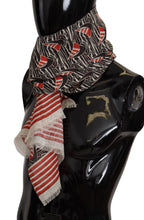 Black Red Linen Sailboat Stripe Print Shawl Scarf Dolce & Gabbana