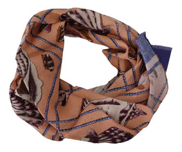 Blue Linen Seashell Pattern Mens Wrap Shawl Scarf Dolce & Gabbana