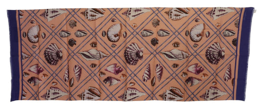 Blue Linen Seashell Pattern Mens Wrap Shawl Scarf Dolce & Gabbana