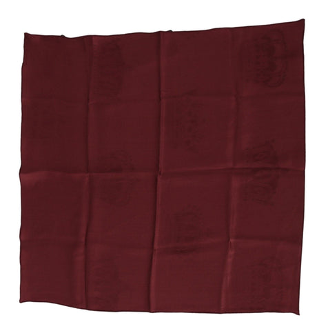 Maroon Silk Crown Square Wrap Handkerchief Scarf Dolce & Gabbana