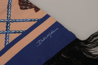 Multicolor Seashell Patterned DG Logo Shawl Fringe Silk Scarf Dolce & Gabbana