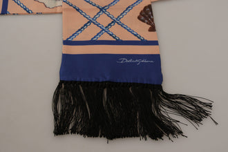 Multicolor Seashell Patterned DG Logo Shawl Fringe Silk Scarf Dolce & Gabbana