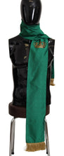 Green Crown Embroidered Shawl Fringe Blend Silk Dolce & Gabbana
