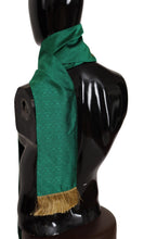 Green Crown Embroidered Shawl Fringe Blend Silk Dolce & Gabbana