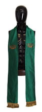 Green Crown Embroidered Shawl Fringe Blend Silk Dolce & Gabbana
