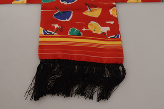 Multicolor DG Umbrellas Print Shawl Fringe Scarf Dolce & Gabbana