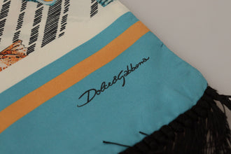 Multicolor Seashells DG Print Silk Shawl Fringe Scarf Dolce & Gabbana