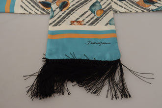 Multicolor Seashells DG Print Silk Shawl Fringe Scarf Dolce & Gabbana
