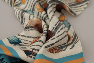 Multicolor Seashells DG Print Silk Shawl Fringe Scarf Dolce & Gabbana