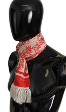 White Red Coral Print Shawl Wrap Fringe Scarf Dolce & Gabbana