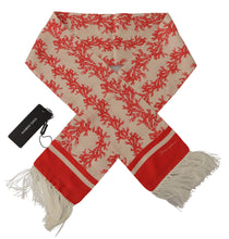 White Red Coral Print Shawl Wrap Fringe Scarf Dolce & Gabbana
