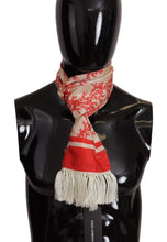 White Red Coral Print Shawl Wrap Fringe Scarf Dolce & Gabbana
