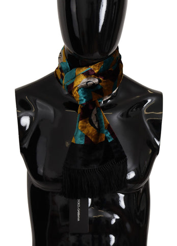 Multicolor DG Logo Print Shawl Wrap Fringe Scarf Dolce & Gabbana