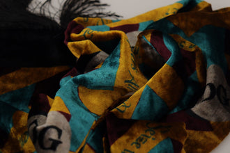Multicolor DG Logo Print Shawl Wrap Fringe Scarf Dolce & Gabbana