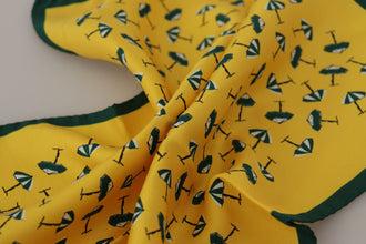 Yellow Printed DG Logo Square Mens Handkerchief Scarf Dolce & Gabbana
