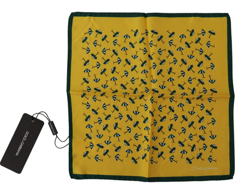 Yellow Printed DG Logo Square Mens Handkerchief Scarf Dolce & Gabbana