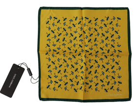 Yellow Printed DG Logo Square Mens Handkerchief Scarf Dolce & Gabbana