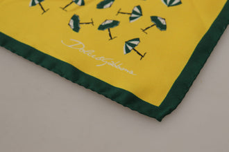 Yellow Printed DG Logo Square Mens Handkerchief Scarf Dolce & Gabbana